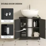 Kleankin Pedestal Sink Storage Cabinet, Bathroom Sink Cabinet with U-Shape Cut-Out and Adjustable Shelf, Black - Image 7