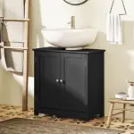 Kleankin Pedestal Sink Storage Cabinet, Bathroom Sink Cabinet with U-Shape Cut-Out and Adjustable Shelf, Black - Image 10