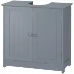 Pedestal Sink Storage Cabinet Bathroom Vanity with Doors Shelf Grey - Image 11