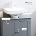 Pedestal Sink Storage Cabinet Bathroom Vanity with Doors Shelf Grey - Image 6