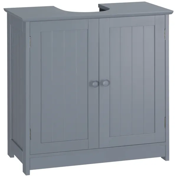 pedestal-sink-storage-cabinet-bathroom-vanity-with-doors-shelf-grey.webp Pedestal Sink Storage Cabinet Bathroom Vanity with Doors Shelf Grey - Image 1