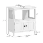 Kleankin Pedestal Under Sink Cabinet Double Doors Modern Vanity Storage Unit Shelves White - Image 3
