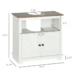 Kleankin Pedestal Vanity Cabinet White 2-Door Bathroom Sink Cabinet with Shelves - Image 3