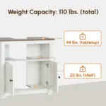 Kleankin Pedestal Vanity Cabinet White 2-Door Bathroom Sink Cabinet with Shelves - Image 4