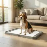 PawHut Pee Pad Holder Foldable Dog Litter Box with 3 Disposable Pads, 33.9" x 24.4", Gray - Image 2