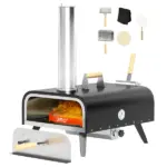 Pellet Wood Fired Pizza Oven, Outdoor Pizza Maker with 12" Rotating Stone, Peel and Waterproof Cover, Black - Image 11