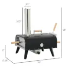 Pellet Wood Fired Pizza Oven, Outdoor Pizza Maker with 12" Rotating Stone, Peel and Waterproof Cover, Black - Image 3