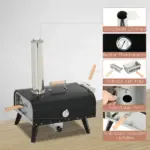 Pellet Wood Fired Pizza Oven, Outdoor Pizza Maker with 12" Rotating Stone, Peel and Waterproof Cover, Black - Image 6