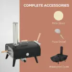 Pellet Wood Fired Pizza Oven, Outdoor Pizza Maker with 12" Rotating Stone, Peel and Waterproof Cover, Black - Image 8