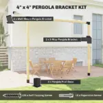 Outsunny Pergola Kit, 15 Degree Slanted Pergola Bracket Kit with 3-Way Brackets, Post Bases, Wall Mounts for 3.6" X 3.6" Lumber, Black - Image 4