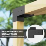 Outsunny Pergola Kit, 15 Degree Slanted Pergola Bracket Kit with 3-Way Brackets, Post Bases, Wall Mounts for 3.6" X 3.6" Lumber, Black - Image 6