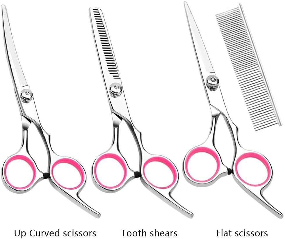 Pet Grooming Scissors Set with Straight Curved and Thinning Shears