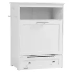 PawHut Pet Feeder Station with Storage, Dog Food Storage Container with 2 Raised Dog Bowls, White - Image 7