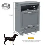PawHut Pet Feeding Station with Dog Food Storage Cabinet and Adjustable Raised Bowls Gray - Image 3