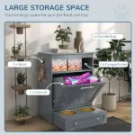 PawHut Pet Feeding Station with Dog Food Storage Cabinet and Adjustable Raised Bowls Gray - Image 5