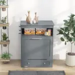 PawHut Pet Feeding Station with Dog Food Storage Cabinet and Adjustable Raised Bowls Gray - Image 7