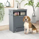 PawHut Pet Feeding Station with Dog Food Storage Cabinet and Adjustable Raised Bowls Gray - Image 10