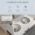 PawHut Pet Feeding Station for Medium Dogs, White, with Storage, Raised Bowls, Adjustable Panel, Hooks - Image 6