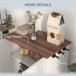 PawHut Pet Feeding Station for Medium Dogs, White, with Storage, Raised Bowls, Adjustable Panel, Hooks - Image 7
