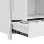 PawHut Pet Feeding Station for Medium Dogs, White, with Storage, Raised Bowls, Adjustable Panel, Hooks - Image 9