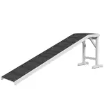 Pet Ramp for Dogs Non-slip Carpet Top Platform Pine Wood 74"L x 16"W x 25"H, Grey, White - Image 14