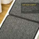 Pet Ramp for Dogs Non-slip Carpet Top Platform Pine Wood 74"L x 16"W x 25"H, Grey, White - Image 6