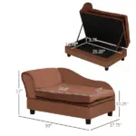 Pet Sofa Bed Couch with Storage, Pet Sofa for Cats and Small Dogs, Brown - Image 3