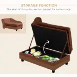 Pet Sofa Bed Couch with Storage, Pet Sofa for Cats and Small Dogs, Brown - Image 5