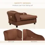 Pet Sofa Bed Couch with Storage, Pet Sofa for Cats and Small Dogs, Brown - Image 6
