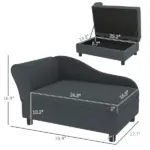 PawHut Pet Sofa Bed Couch with Storage, Pet Sofa for Cats and Small Dogs, Dark Gray - Image 3