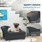 PawHut Pet Sofa Bed Couch with Storage, Pet Sofa for Cats and Small Dogs, Dark Gray - Image 6