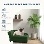 PawHut Pet Sofa Bed Couch with Storage, Pet Sofa for Cats and Small Dogs, Green - Image 4