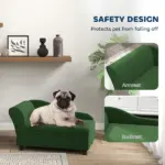 PawHut Pet Sofa Bed Couch with Storage, Pet Sofa for Cats and Small Dogs, Green - Image 6