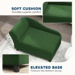 PawHut Pet Sofa Bed Couch with Storage, Pet Sofa for Cats and Small Dogs, Green - Image 7