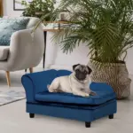 PawHut Pet Sofa Bed with Storage, Cushy Couch for Cats and Small Dogs, Soft Foam Couch, Modern Pet Furniture, Blue - Image 2