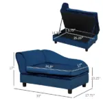 PawHut Pet Sofa Bed with Storage, Cushy Couch for Cats and Small Dogs, Soft Foam Couch, Modern Pet Furniture, Blue - Image 3