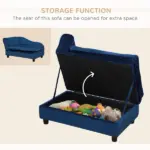 PawHut Pet Sofa Bed with Storage, Cushy Couch for Cats and Small Dogs, Soft Foam Couch, Modern Pet Furniture, Blue - Image 5