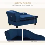 PawHut Pet Sofa Bed with Storage, Cushy Couch for Cats and Small Dogs, Soft Foam Couch, Modern Pet Furniture, Blue - Image 6