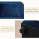 PawHut Pet Sofa Bed with Storage, Cushy Couch for Cats and Small Dogs, Soft Foam Couch, Modern Pet Furniture, Blue - Image 7