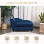 PawHut Pet Sofa Bed with Storage, Cushy Couch for Cats and Small Dogs, Soft Foam Couch, Modern Pet Furniture, Blue - Image 8