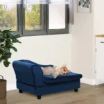 PawHut Pet Sofa Bed with Storage, Cushy Couch for Cats and Small Dogs, Soft Foam Couch, Modern Pet Furniture, Blue - Image 10