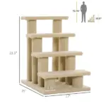 Pet Stairs 25 4-Step Durable Particle Board Carpeted Cat Dog Ladder Ramp Scratching Post Beige - Image 3