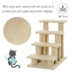 Pet Stairs 25 4-Step Durable Particle Board Carpeted Cat Dog Ladder Ramp Scratching Post Beige - Image 4