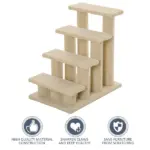 Pet Stairs 25 4-Step Durable Particle Board Carpeted Cat Dog Ladder Ramp Scratching Post Beige - Image 6