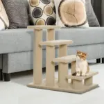 Pet Stairs 25 4-Step Durable Particle Board Carpeted Cat Dog Ladder Ramp Scratching Post Beige - Image 10