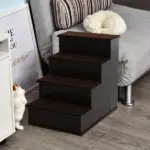 4 Step Pet Stairs with Cushioned Removable Cover for Small Dogs and Cats, Brown - Image 2