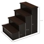 4 Step Pet Stairs with Cushioned Removable Cover for Small Dogs and Cats, Brown - Image 3