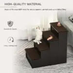4 Step Pet Stairs with Cushioned Removable Cover for Small Dogs and Cats, Brown - Image 6
