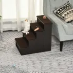 4 Step Pet Stairs with Cushioned Removable Cover for Small Dogs and Cats, Brown - Image 10