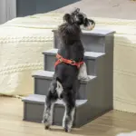 PawHut Pet Stairs Small Dog Steps for Couch Bed with Cushioned Cover Grey - Image 2